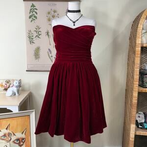 Velvet Ruched Strapless Mini Formal Dress Vampire Dark Romantic Goth Party L XL